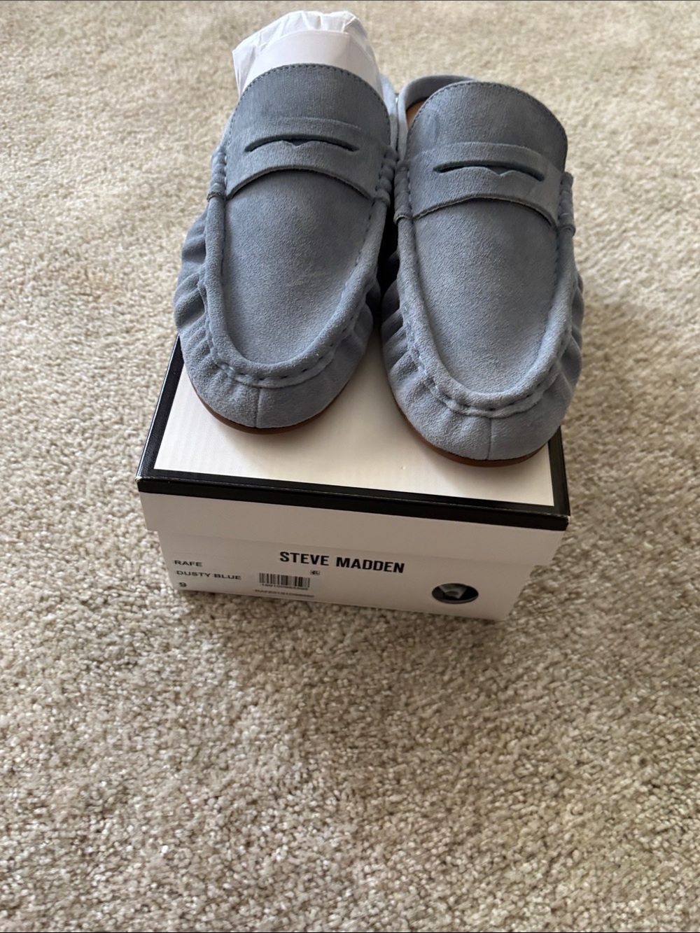 Steve Madden Dusty Blue Suede Penny Loafers
